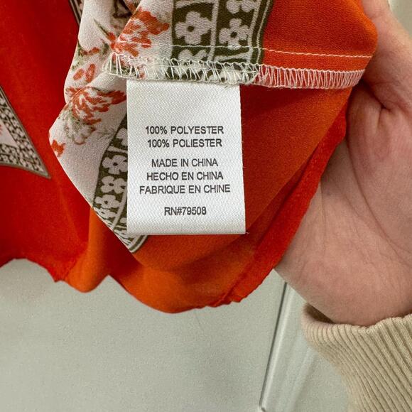 Violet & Claire Orange Floral Printed Boho Sleeveless V-neck Tank- Size Medium - Picture 4 of 6